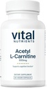 Vital Nutrients Acetyl L-Carnitine 500 mg | Beyin, Hafıza ve Bilişsel Destek Supplement* | Vegan | Gluten, Süt, Soy Free | Non-GMO | 60 Capsules