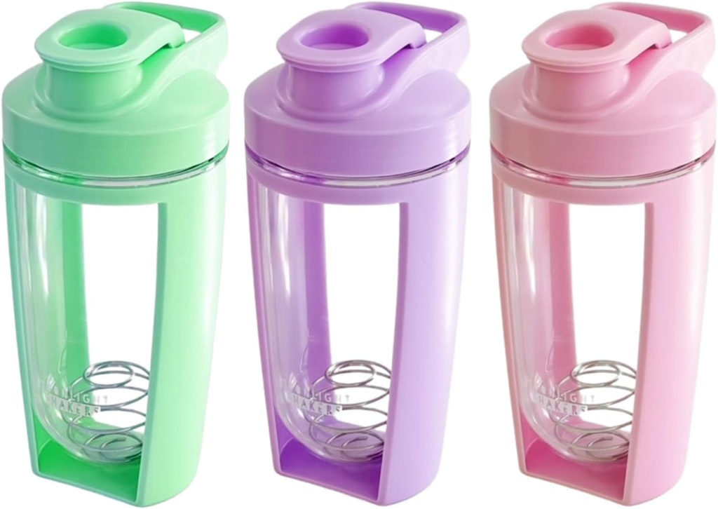 Moonlight Makers 3 Cute 16oz protein Shaker Şişe, Steel Whisk Ball - Leakproof, Dishwasher Güvenli Spor, Protein Shakes için Shaker Cups, Preworkout Drinks Mikser Kupası - Pink, Green, Morsk Ball - Leakproof, Dishwasher Safe Gym Şişe, Shaker Cups for Protein Shakes, Preworkout Drinks