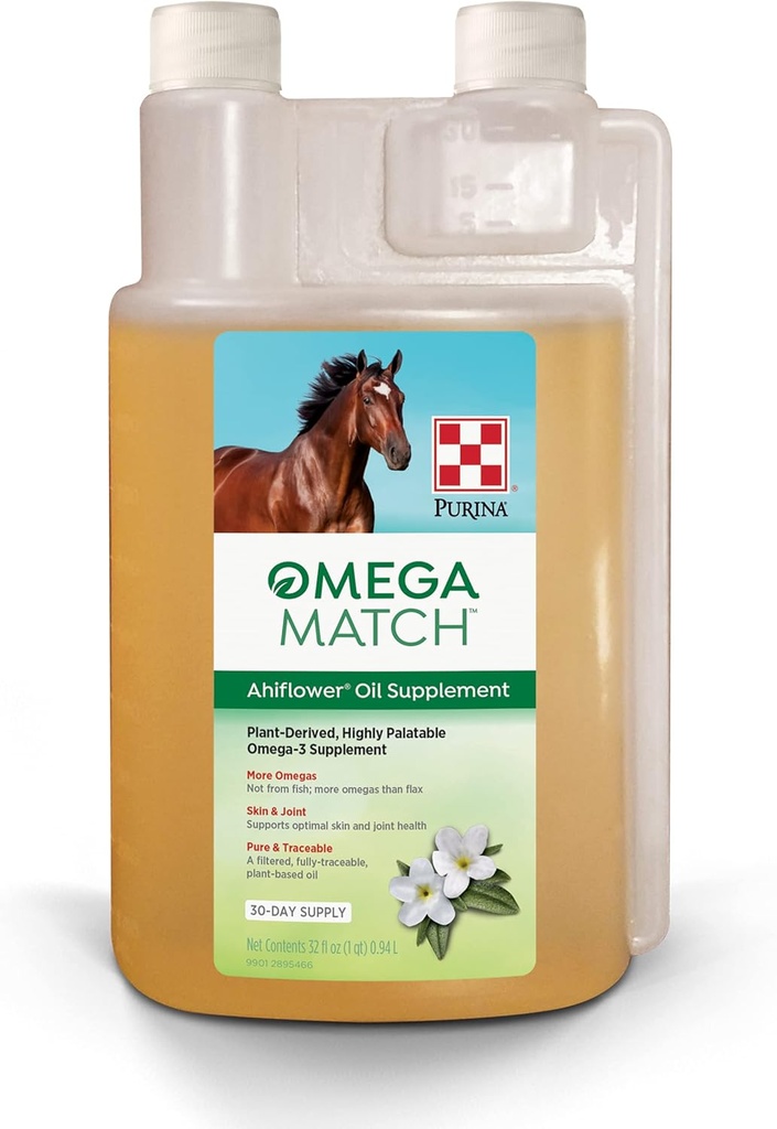 Purina | Omega Match Ahiflower Oil Horse Supplement | 32 Ounce (32 OZ) Şişe