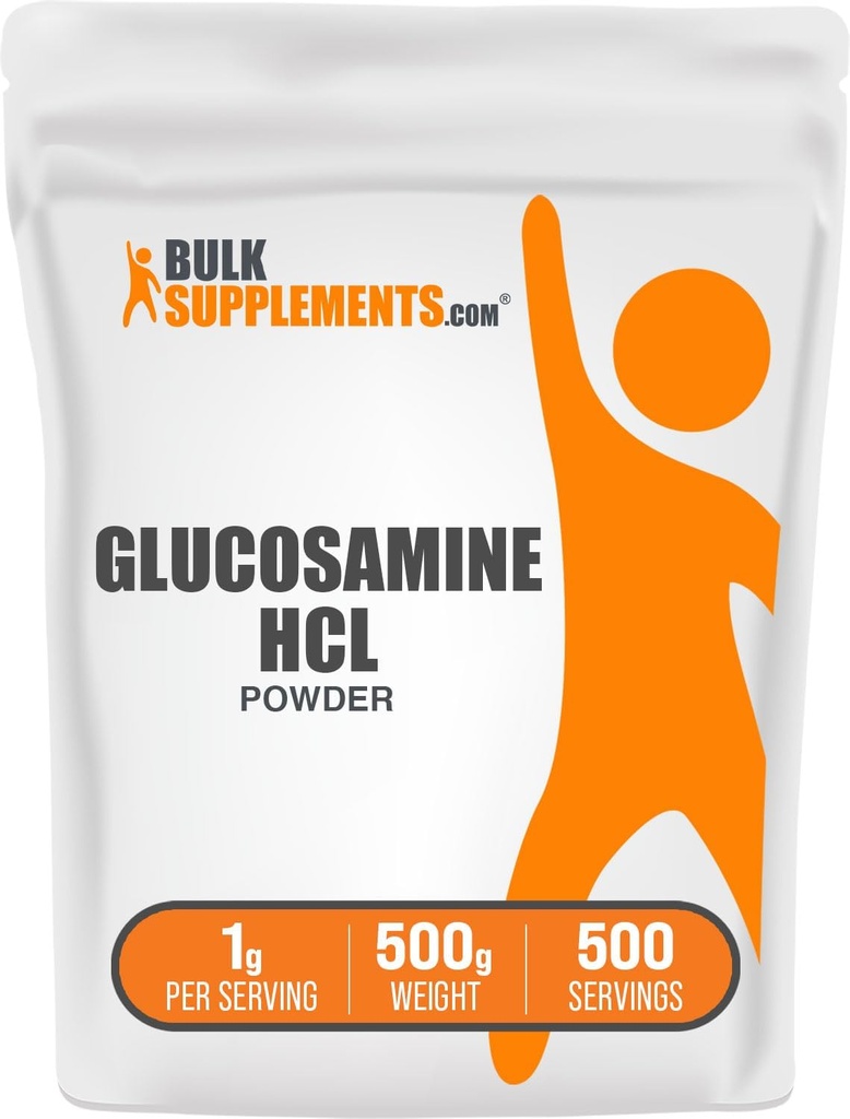 BulkSupplements.com Glucosamin HCl Toz - Glucosamine Supplement, Ortak Destek Supplement - Gluten Free, 1g per Service, 500g (1.1 lbs) (Pazar 1)