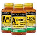 MASON ΦΥΣΙΚΗ Βιταμίνη A 3.000 mcg (10.000 IU) από το ιχθυέλαιο, υποστηρίζει την όραση & την ανοσοποιητική υγεία, 100 Softgels, συσκευασία των 3