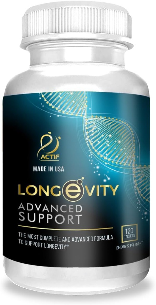 Actif Longevity Advanced Support with 20 Factors - Non-GMO, 2 Ay Supply, Made in USA