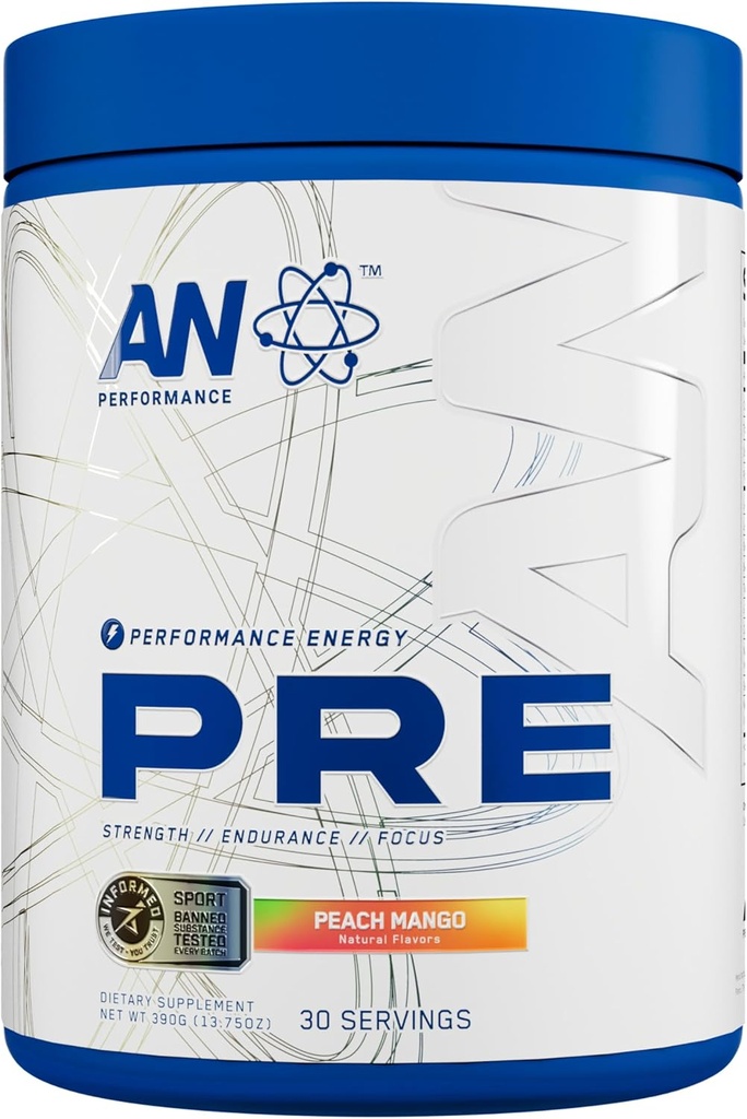 Erkekler ve Kadınlar için Performans Önünde Toz Tamamı | Enerji İçilir 300 mg Caffeine + Beta Alanine + Citrulline | Üçüncü Taraflı Test | Peach Mango | 30 Hizmet