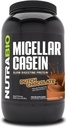 NutraBio Casein Protein Powder, Micellar Casien Powder, 25g Slow Digesting Protein, Helps Keep You Full, Overnight Muscle Recovery & Growth, BCAA & EAA, Gluten Free, Soy Free, 2lb Chocolate