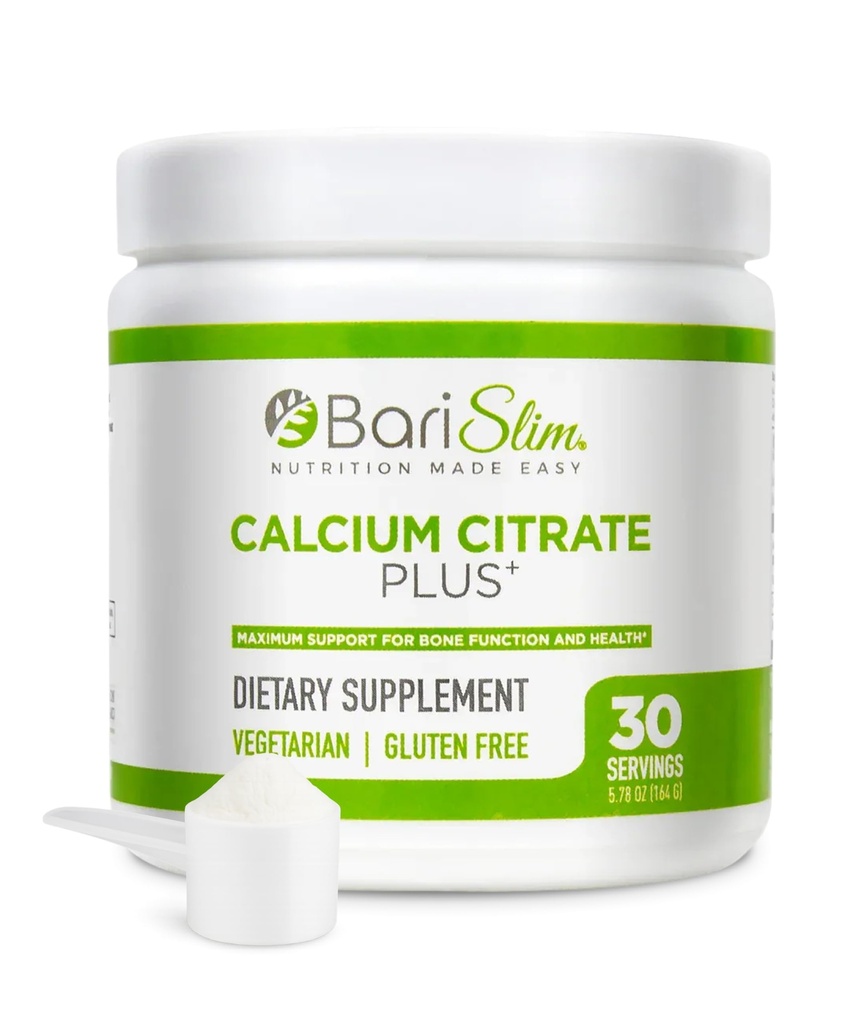 BariSlim Bariatrikdis Citrate Plus Toz - Kilo Kayıp Cerrahiden Sonra Hastalar için Formüle edildi - Kemik Fonksiyonu ve Sağlık için maksimum Destek - Kolay Digestion ve Abxia | 600 mg (30 Hizmet)