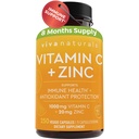 Viva Naturals Vitamin C ve çinko Supplement (250 Capsules) - Immune Support için Çinko 20 mg Antioksi Supplements ile 1000 mg Vitamin C, Yetişkinler için Vitamini