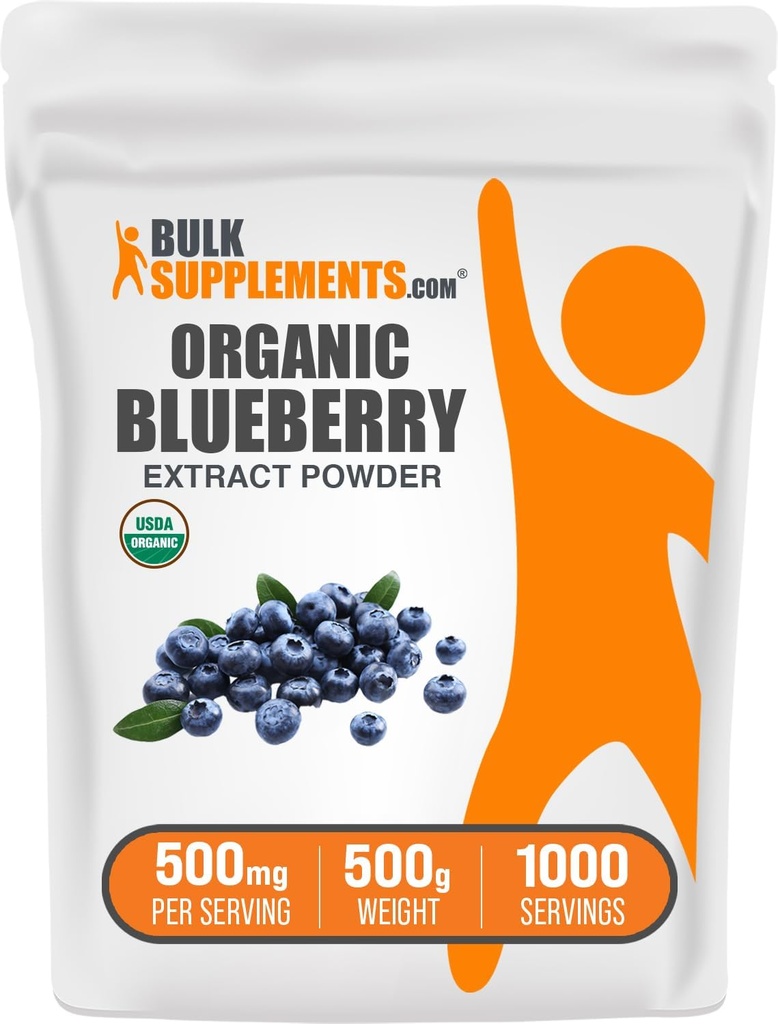 BulkSupplements.com Organik Blueberry Extract Toz - Blueberry Extract Supplement, Antioksi Desteği - Vegan & Gluten Free, 500 mg per Service, 500g (1.1 lbs) (Pack of 1)