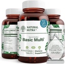 Kadınlar ve Erkekler için Doğal Nutra Multivitamin ve Mineral, Bir Gün Vitamini ve Tamam, B1, Kalsiyum, Demir, Phosphorus, Vegetarian, Gluten-Free, 60 Easy to Swallow Tablets
