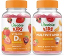 Lifeable Vitamin D Kids + Multivitamin Kids, Gummies Sche - Great Tasting, Vitamin Supplement, Gluten Free, GMO Free, Chewable Gummy Gummy