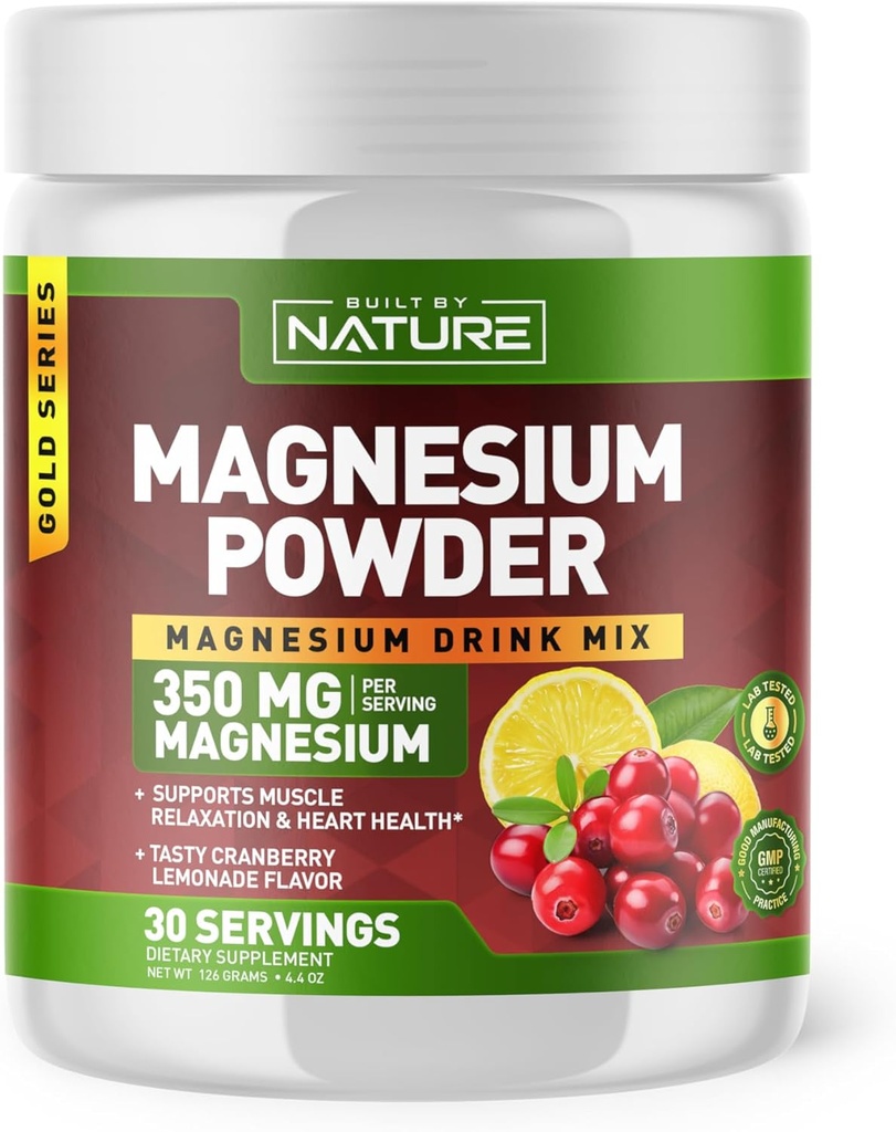 Nature Magnezyum Toz Tarafından İnşa Edilmiş - Calm & Regularity için Anti-Stress İçecek Mix - Magnezyum Citrate Supplement - Rahatlama, Kas & Kalp Desteği - Cranberry Lemonade Flavor - 30 Hizmet