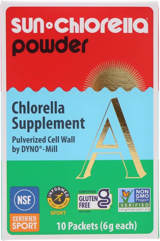 Sun Chlorella Toz Yeşil Algae Superfood Supplement Supports Whole Body Wellness Immune Defense, Gut Health & Natural Energy Boost - Chlorophyll, B12, protein - Non-GMO - 10 Hizmet