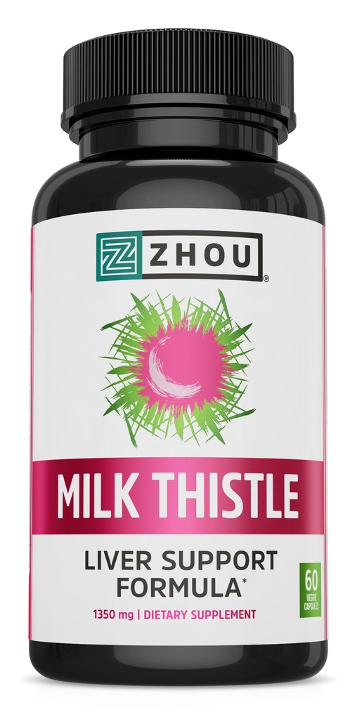 Zhou Milk Butle - Liver Health Supplement, Silymarin Milk Butle Extract & Toz for Men & Women, Herbal Cleanse Support, Metabolic Health - 60 Vegetarian Capsules