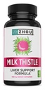 Zhou Milk Thistle - Συμπλήρωμα για την υγεία του ήπατος, Silymarin Milk Thistle Extract & Powder for Men & Women, Herbal Cleanse Support, Μεταβολική Υγεία - 60 κάψουλες χορτοφάγων