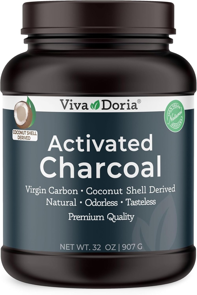 Viva Doria Virgin Aktif Charcoal Toz, Coconut Shell Derived, Gıda Grade, 32 Oz