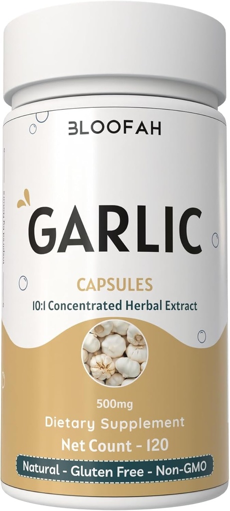 Capsule Capsules 500 mg | Yoğun 10:1 Türlü Toz | Allium sativum | Non-GMO, Gluten-Free | Yapay Katkılar | GMP-Cerated | Odorless & Easy to Take (120 Count (Pack of 1)
