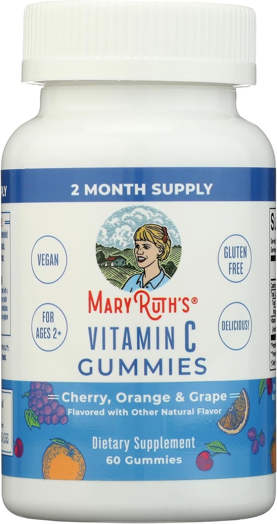 MaryRuth Organics Vitamin C Gummies | Tamam for Immune Support & General Health | Immune Support Supplement | Yetişkinler & Çocuklar için C | Vegan | Non-GMO | 60 Hizmet