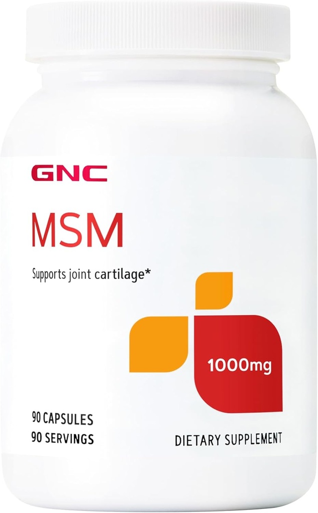 GNC MSM 1000 mg, 90 Capsules, Supports Joint Cartilageage