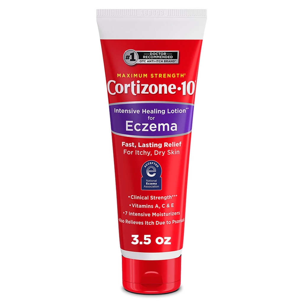 Cortizone-10, Eczema için Yoğun İyileştirmenin En Az Kuvveti, %1 Hydrocortisone, Fast-Acting, Anti-Itch Cream for Minor Skin Irritations, Rashes and Inflammation Due to Eczema, 3.5 oz