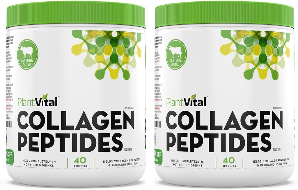 Plantvital Pure Collagen. Toz -% 100 Grass bela Collagen Toz - Non-GMO, Paleo Dostu - Çözme, Unflavored, ABD'de Yapıldı 40 Hizmetler 400g - 2 Paket