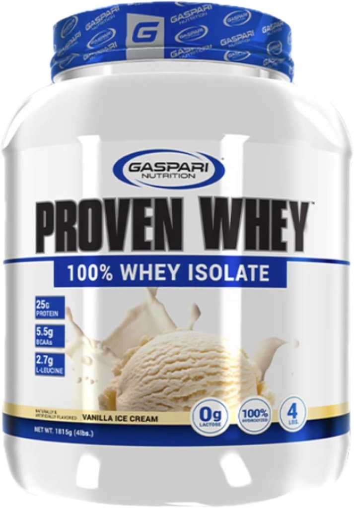 Gazpari Beslenme Proven Whey,% 100 Hydrolyzed Whey Isolate, Yüksek Protein, Lactose Free, Low Carbohidrat ve Low Sugar (4lb, Vanilla Ice Cream)