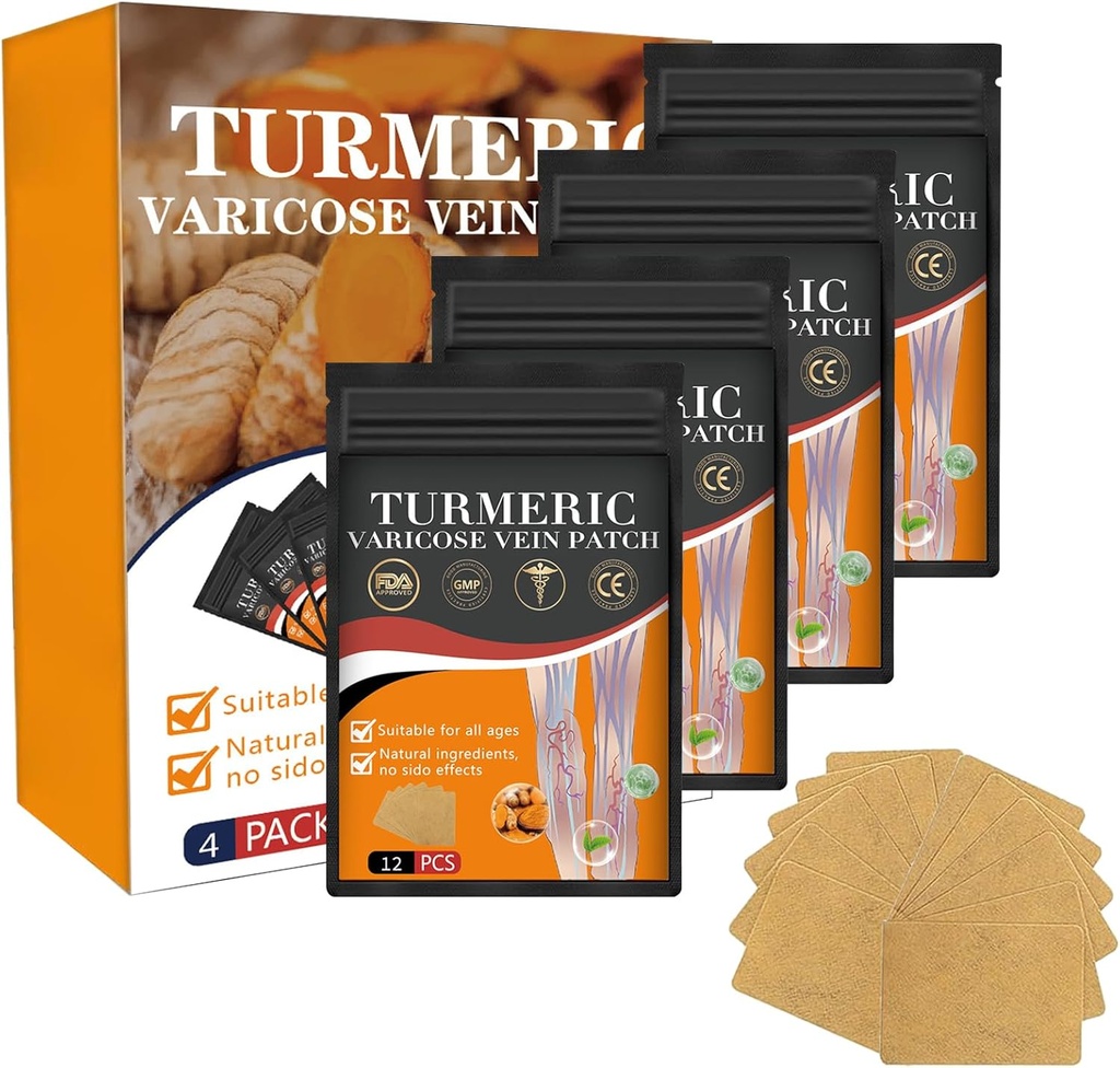 Turmeric Varicose Veins Treatment for Legs Patch, Natural Relieves Varicose Veins in Legs and Spiders (1 Kutu 48 PCS)