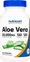 Nutricost Aloe Vera 20.000mg, 120 κάψουλες - Χωρίς γλουτένη, Μη ΓΤΟ, Φιλικά προς τους χορτοφάγους (100mg από 200:1 εκχύλισμα)