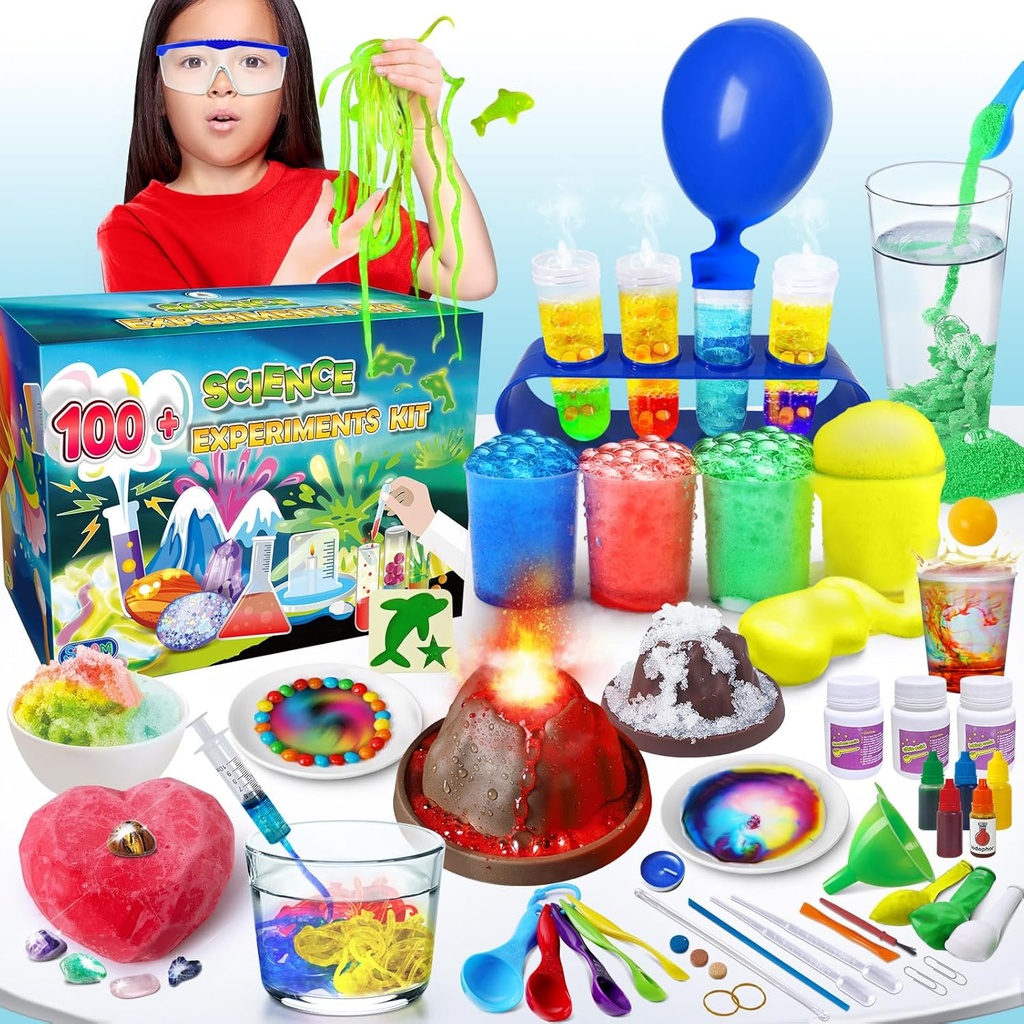 UNGLINGA 100+ Science Lab Experiments Kit for Kids, S.T.E.M Project Δραστηριότητες Εκπαιδευτικά γενέθλια Παιχνίδια Δώρα για Αγόρια, Chemistry Set, Gems Dig, Volcano, Λαμπερά Σκουλήκια