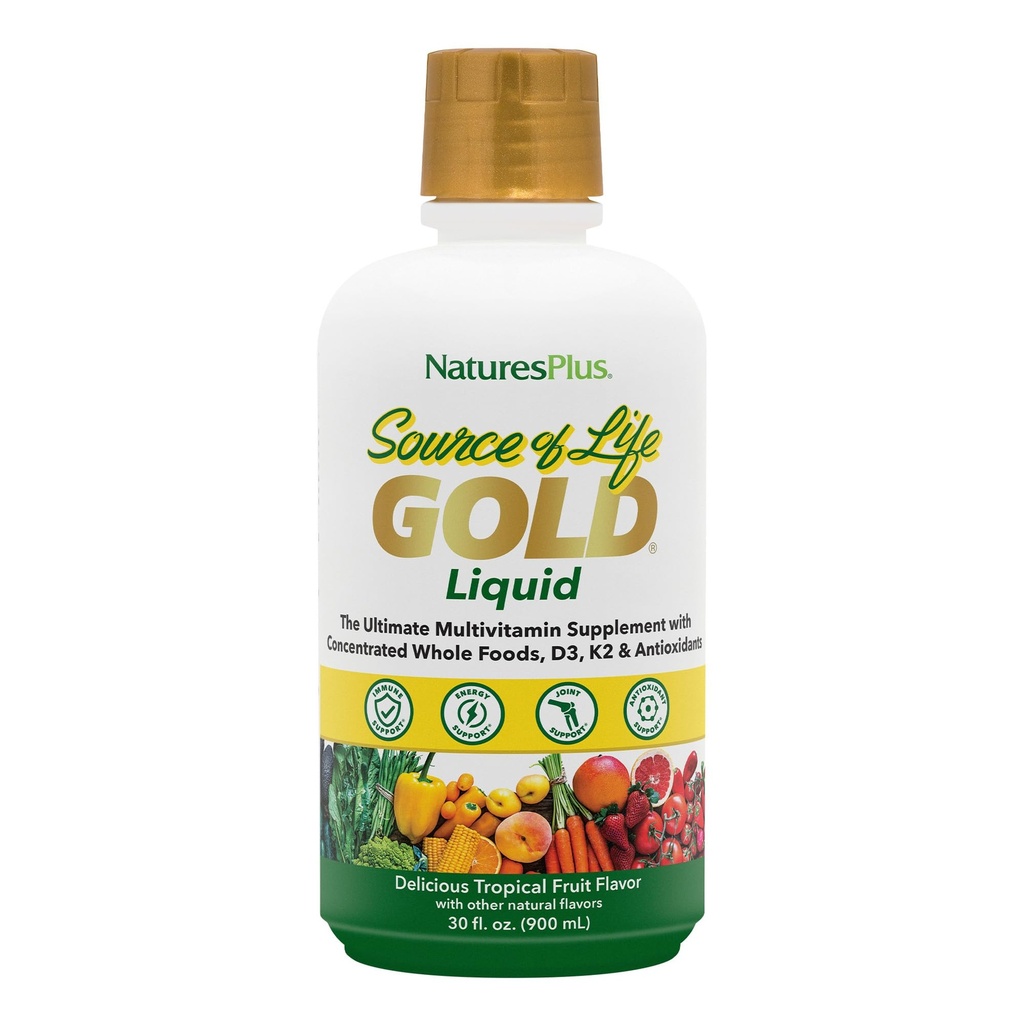 NaturesPlus Life Gold Multivitamin Sıvı Kaynağı - 30 oz - Vitaminler D3, B12 & K2 - Blood, Bone & Immune Support - Vegetarian & Gluten Free - 30 hizmet