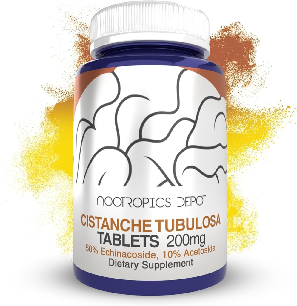 Nootropics Depot Cistanche tubulosa Tabletler | 200 mg | 180 Count | Minimum% 50 Echinacoside + 10% Acetoside (Verbascoside) | Fiziksel Kuvvet ve Enerjiyi Destekler | Yaratıcılık