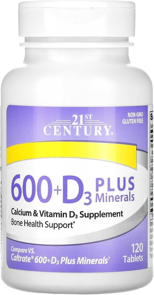 21st Century Food 600 Plus D Plus Minerals Caplets, 120Count (27498)