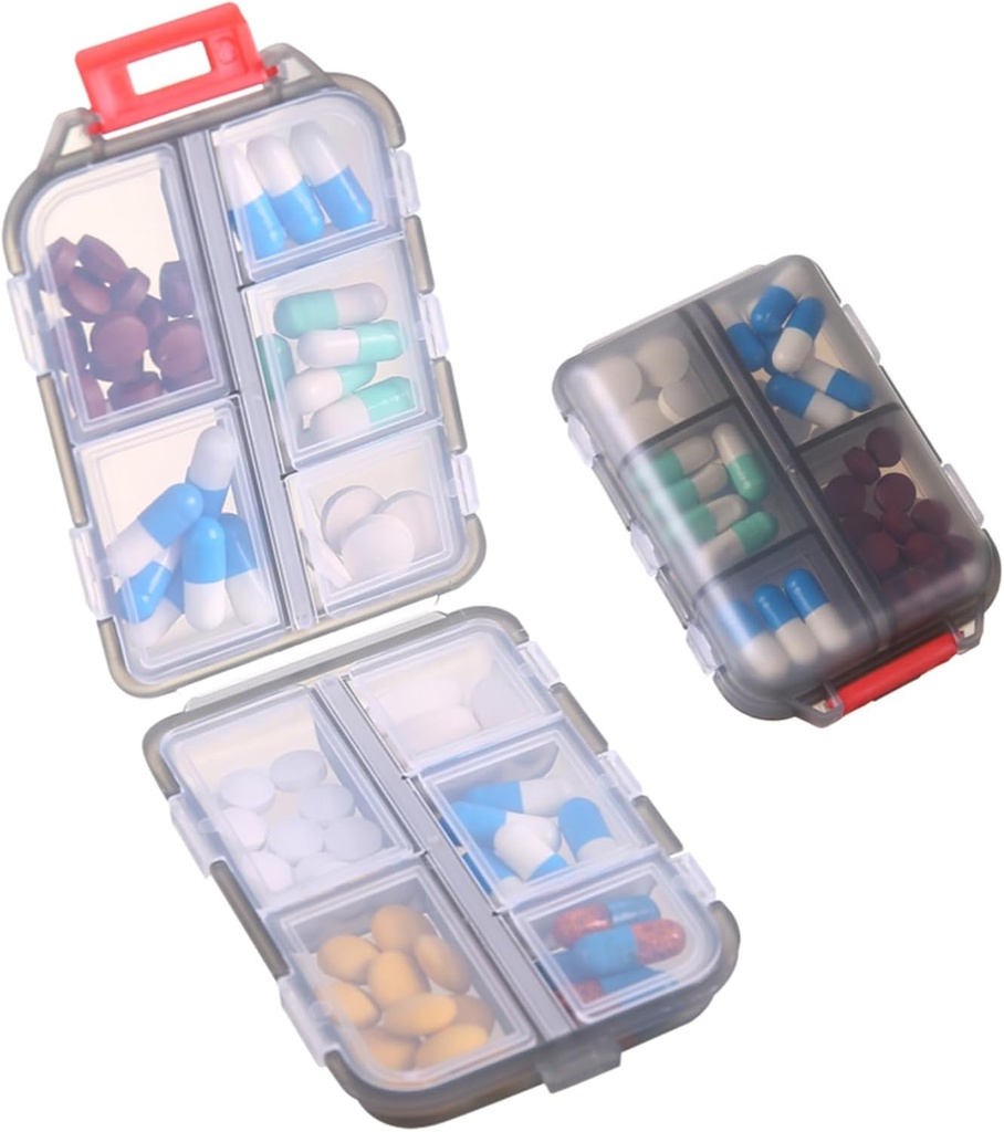 1Pack Travel Pill Organizer - 10 Karşılaştırmalar Pill Case, Compact ve Portre Pill Box, On-The-Go Storage, Pill Holder for Purse Gray