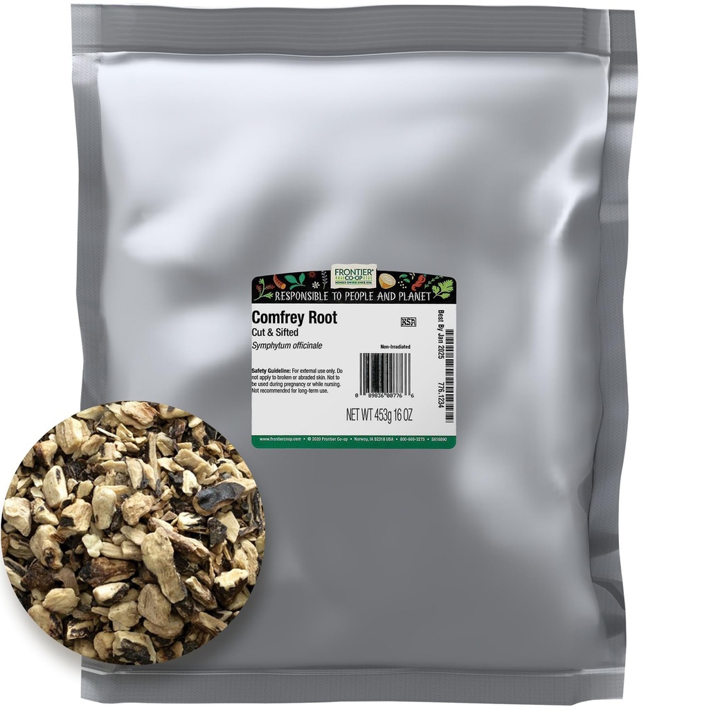 Frontier Co-op Αποξηραμένη ρίζα comfrey, κομμένη & κοσκινισμένη - 1lb bulk bag - Καθαρό & φυσικό φυτό comfrey, ιδανικό για Lotions, Κρέμες, και Rinses μαλλιών, Kosher
