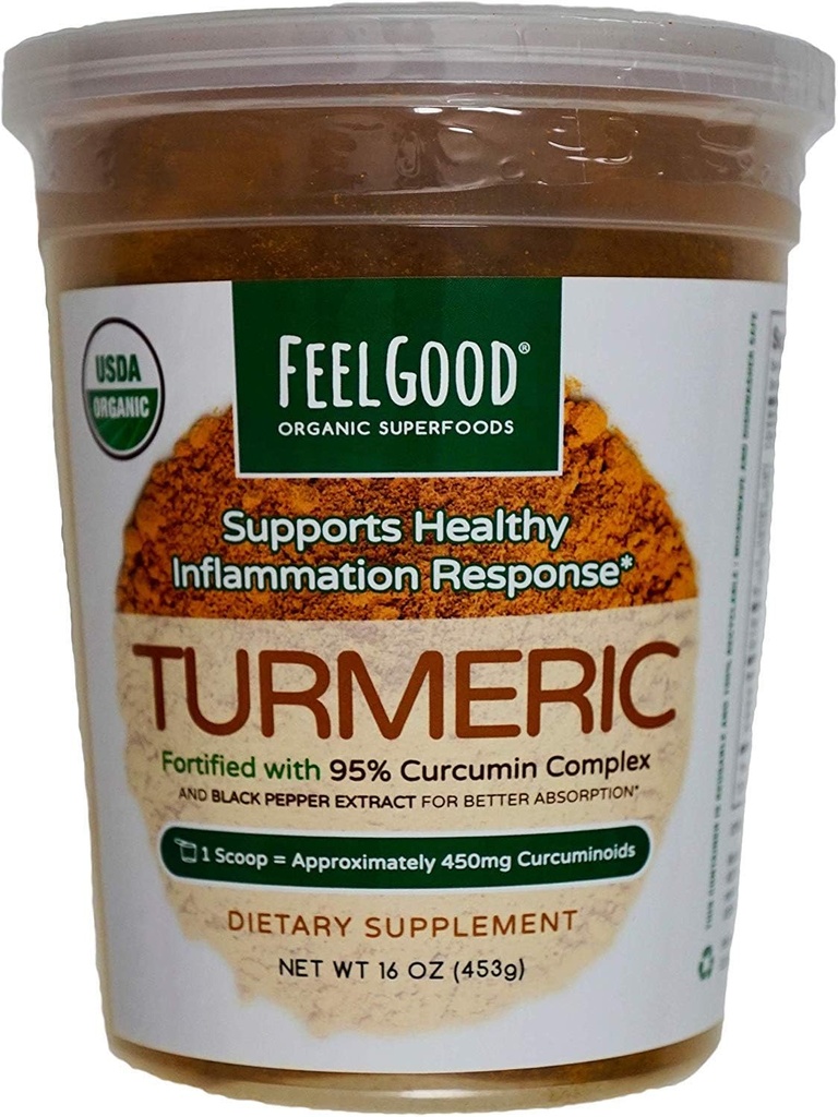 Feel Good Organic Turmeric w Curcumin Toz, 16 Ounces