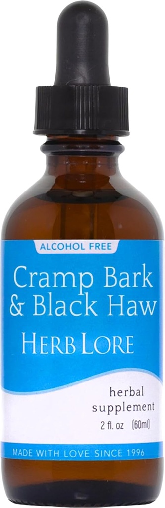 Herb Lore Cramp Bark & Black Haw Tincture – Alkol Free Liquid Herbal Menstrual Cramp Supplement Drops for Period Cramps, Kas Ger & Uterine Support (2 fl oz)