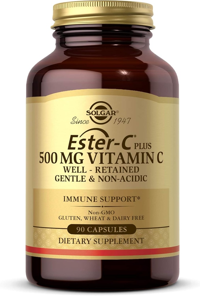 Solgar Ester-C Plus 500 mg C C C ile Citrus Bioflavonoids - 90 Capsules - Gentle & Non Acidic, Well Retained - 24 Saat Immune Support - Non-GMO, Gluten Free - 90 Servisler