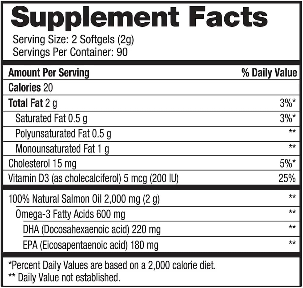 Saf Alaska Omega-3 Wild Alaskan Salmon Oil 1000mg Softgels 180-Count