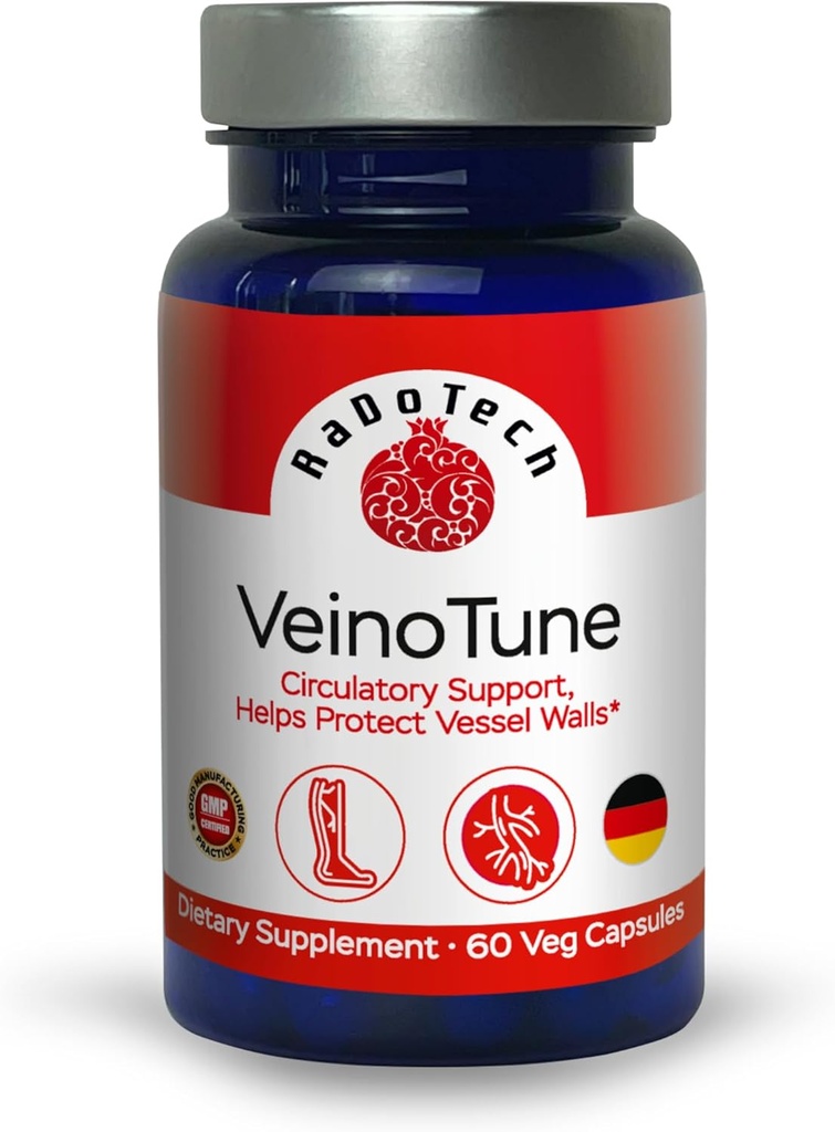 VeinoTune Varicose Veins Tedavisi Legs için, Swelling, Horse Chestnut 300 mg, 60 Plant-Based Caplets, 60 Day Supply, GMP