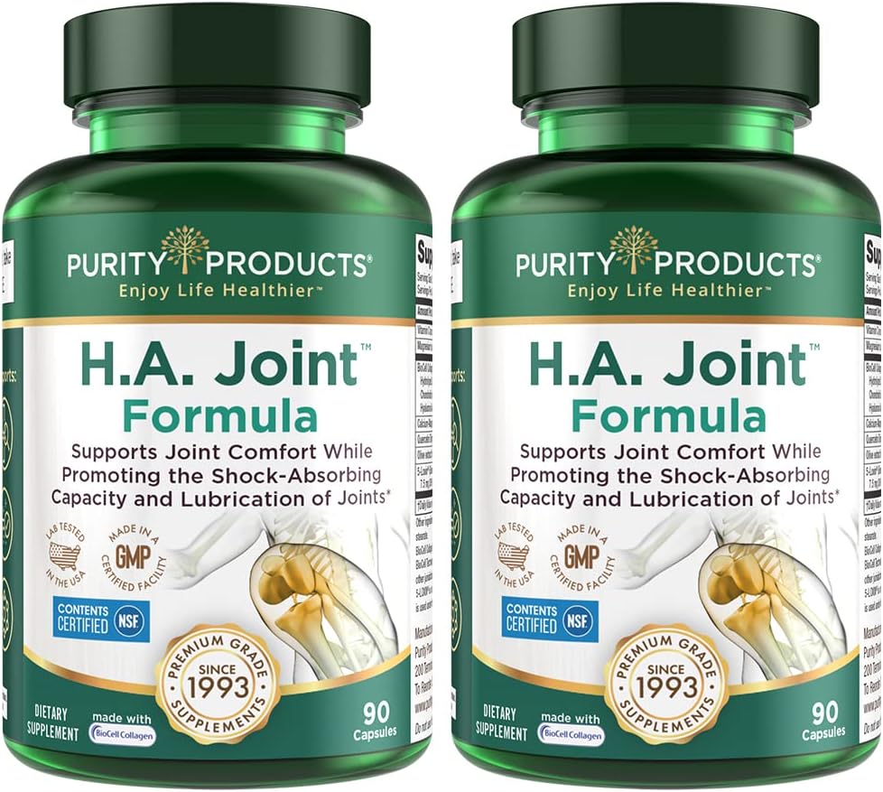 Προϊόντα καθαρότητας HA Joint Formula Hyaluronic Acid + Key CoFactors - Joint + Skin Multi Collagen (Type I, II & III) - 5-Loxin - εκχύλισμα ελιών - Κοινή ευελιξία + Κινητικότητα - 90 κάψουλες (2)