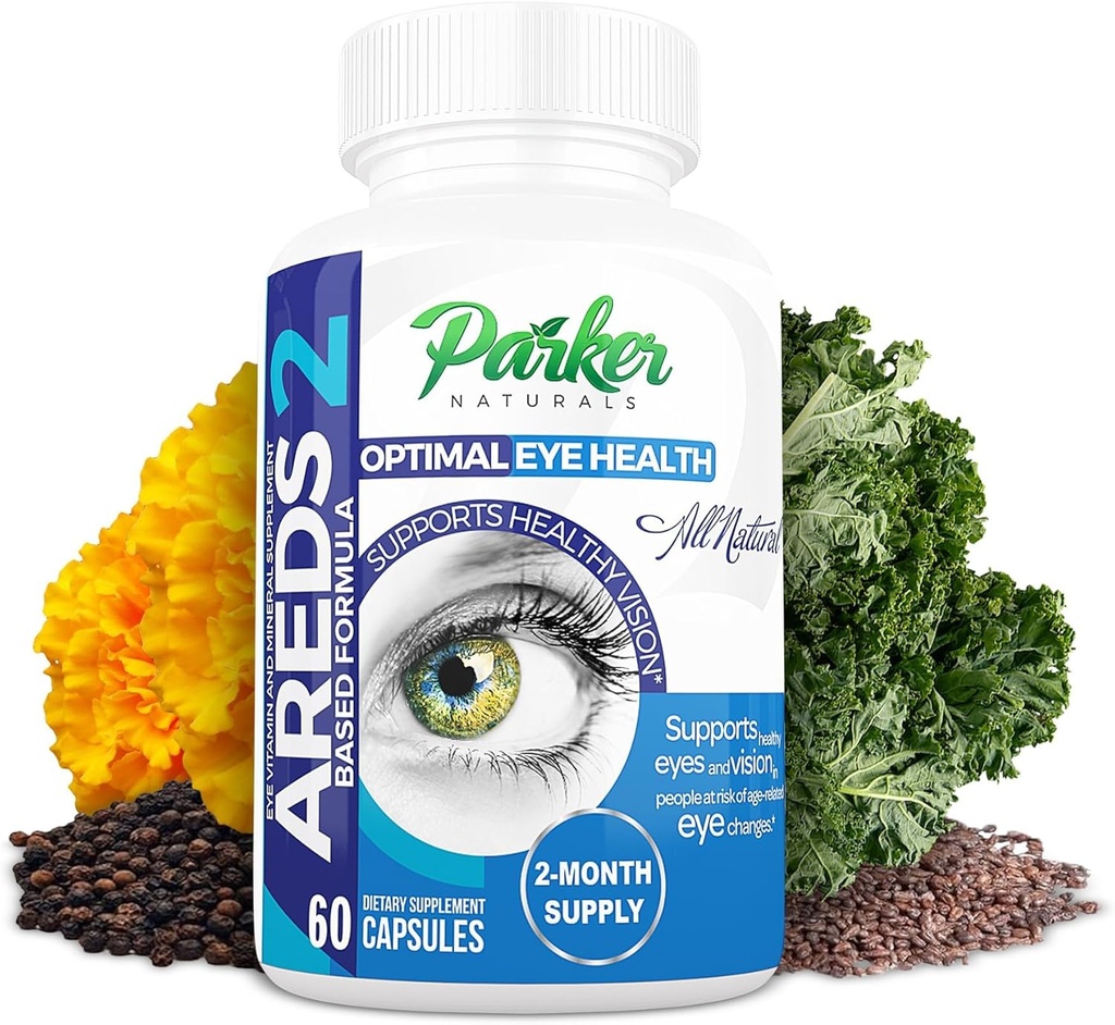 Parker Naturals Optimal Eye Health Vitamin & Mineral Supplement, Eye Supplements & Vitaminler C & E, Lutein & Zeaxanthin Supplements, 60 Caps