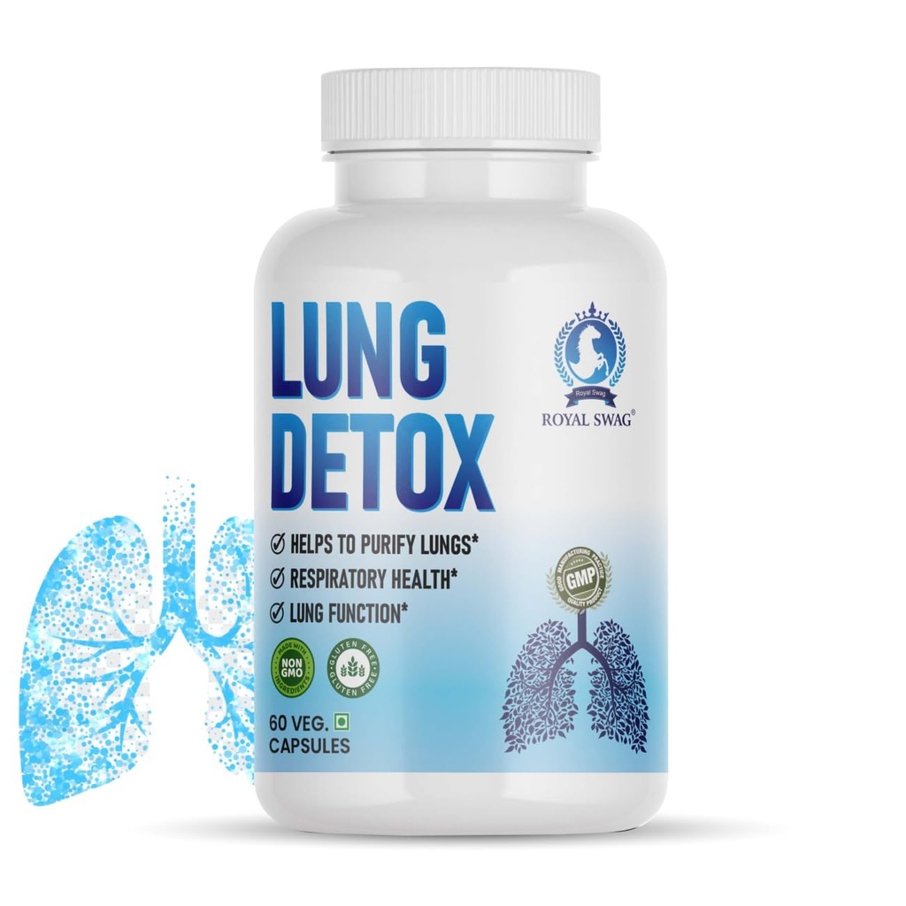 ROYAL SW Lung Cleanse ve Detox Capsule- Natural Respiratory Support Supplement for Smokers & Non-Smokers Support Lung Health and Detoxification 60 Capsule