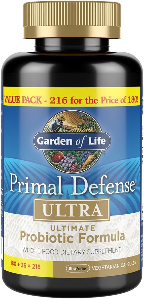 Life Probiyotiks for Digestive Health and Gut Health Balance, Primal Defense Ultra Ultimate Formula, 15 Milyar CFU ve 13 Strains Plus HSOs, Vegetarian ve Gluten Free, 216 Capsules