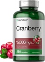Horbäach Cranberry Pills + Vitamin C | 15,000 mg | 250 Capsules | Non-GMO ve Gluten Free Supplement from Temp Ekstraksiyon