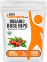 BulkSupplements.com Βιολογικό εκχύλισμα Rosehip σε σκόνη - συμπλήρωμα HIPS τριαντάφυλλο, Rosehip σε σκόνη - συμπλήρωμα βοτάνων, Αντιοξειδωτικά Πηγή - Χωρίς γλουτένη, 500mg ανά υπηρεσία, 1kg (2,2 lbs) (Συσκευασία των 1)