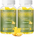Magnezyum Glycinate Gummies 500 mg, Chewable Magnezyum Supplement with Vitamin D3, B6, CoQ10, in Relaxation, Sleep & Mood Support, Calm Magnezyum Gummy - 60 Pineapple Gummies (2 Pack)