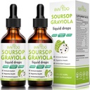 2 Pack Soursop Graviola Liquid Drops - 2000 mg Pure Soursop Ekstraksiyon 300 mg Sea Moss & 100 mg Elderberry - Güçlü Hücre Desteği, Antioksi-Rich, Immune-Boosting - 4 Fl Oz (120 ml) Şişe