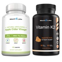 Apple Cider Vinegar Capsules with The Mother Help improve Energy, Immunity, Digestion & Metabolism + Vitamin K2 Supplement - Full Spectrum Vitamin K2 MK7, MK4 & Steel - 90 Capsules