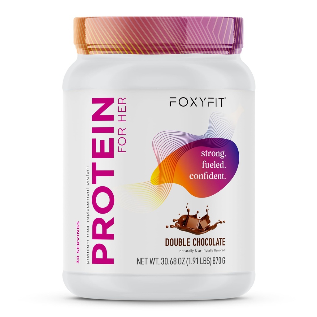 FoxyFit proteini Onun için, Double Chocolate Whey protein Toz CLA ve Biotin ile Sağlıklı Glow (1.85 lbs)