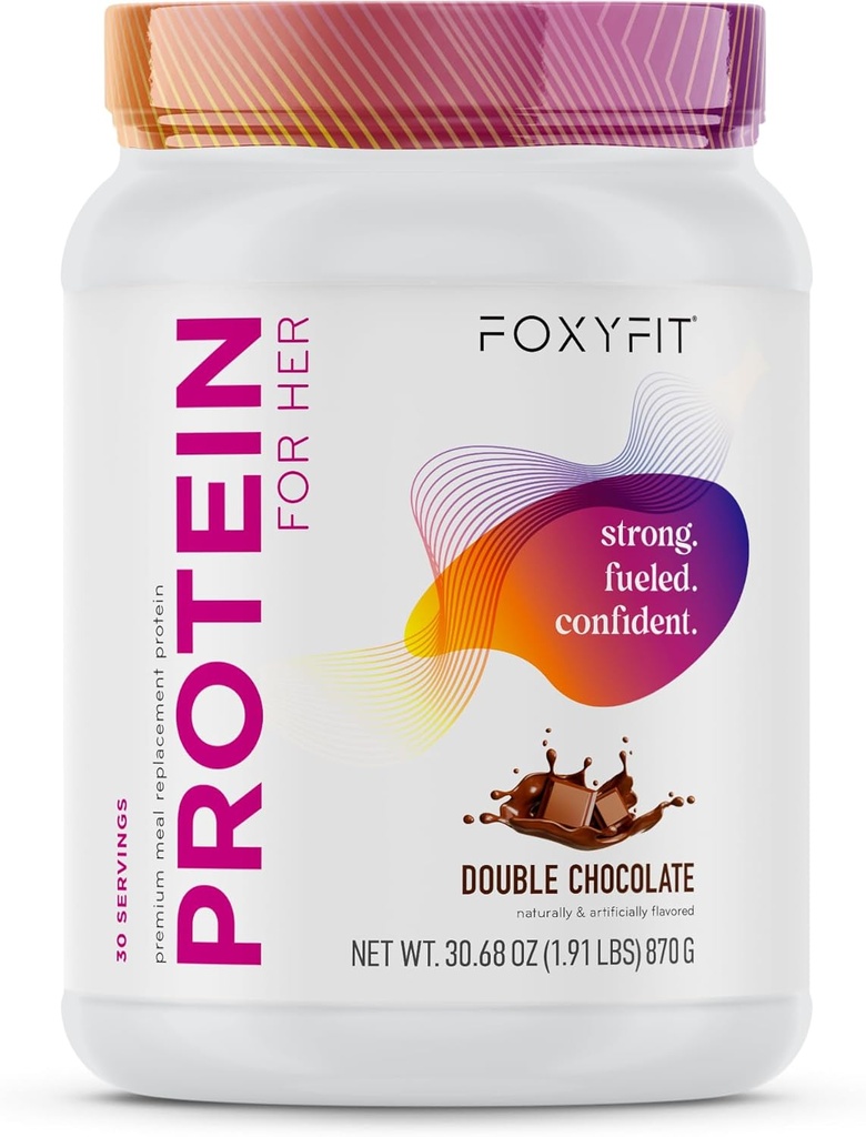 FoxyFit proteini Onun için, Double Chocolate Whey protein Toz CLA ve Biotin ile Sağlıklı Glow (1.85 lbs)