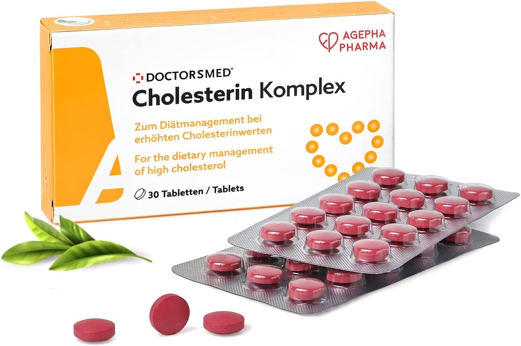 Cholesterin Komplex | 30 Vegan Tabletler | Cholesterol Levels | Red Yeast Rice Extract with Monacolin K | Gluten-Free, Lactose-Free | Avrupa'da Üretilen |