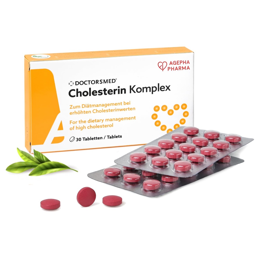 Cholesterin Komplex | 30 Vegan Tabletler | Cholesterol Levels | Red Yeast Rice Extract with Monacolin K | Gluten-Free, Lactose-Free | Avrupa'da Üretilen |
